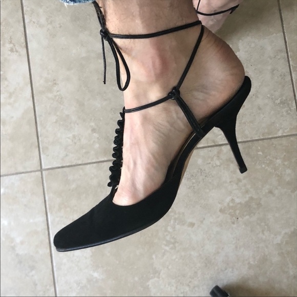 Manolo Blahnik Suede Lace Up Heels 39.5 - Picture 4 of 12